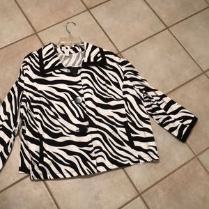EUC Sherry Taylor 1x Swing Zebra print jacket